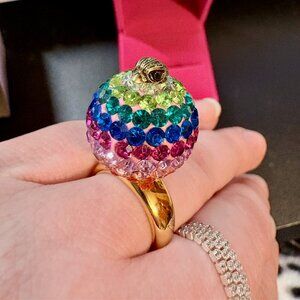 Stunning NIB Kurt Geiger London Rainbow Pave Bubble Ring